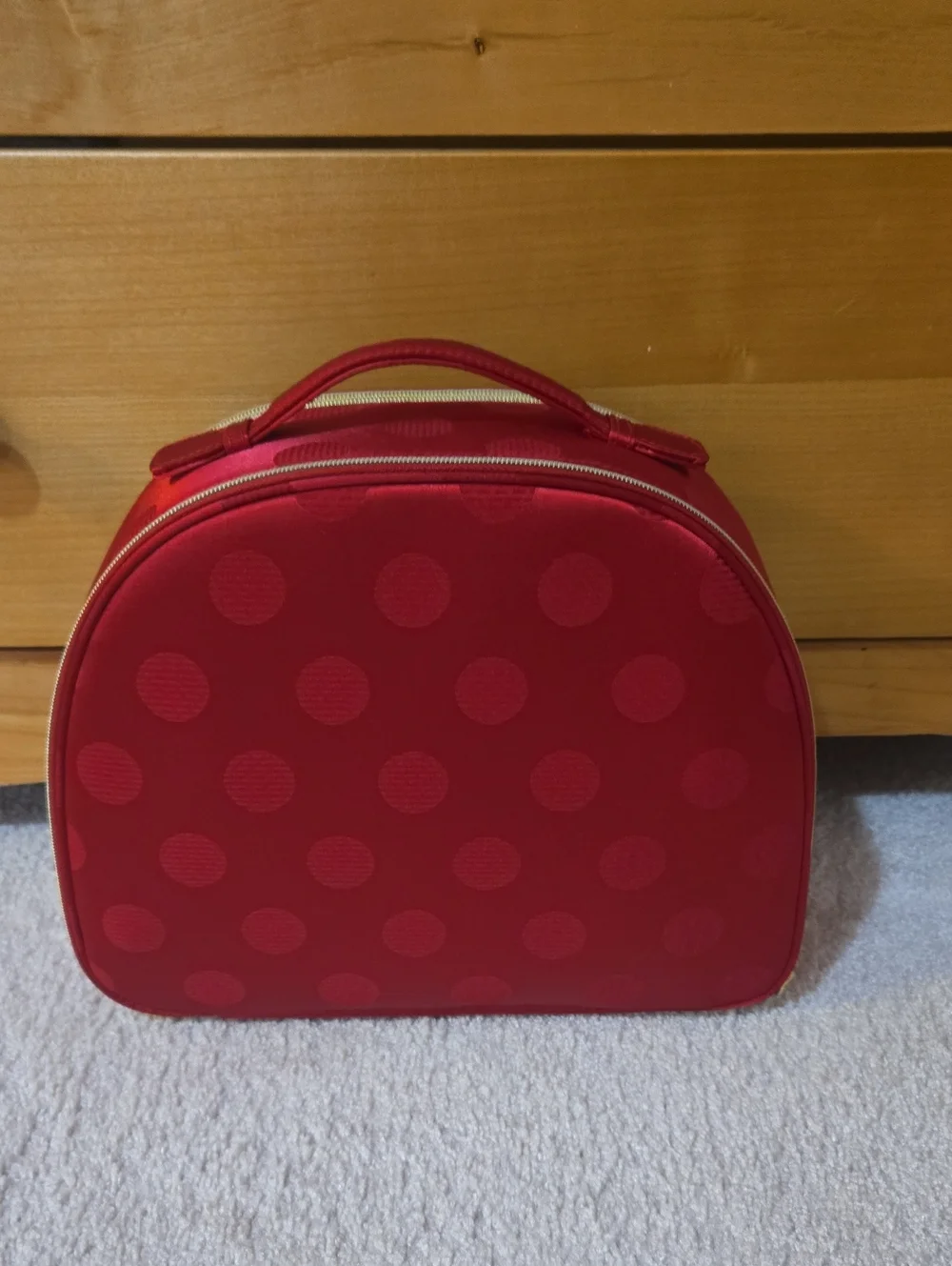 Estee Lauder Red Polka Dot Top-Handle Travel Makeup Case